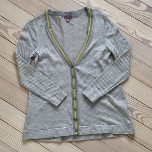 J. Jill Striped Cardigan w/ Yellow Accent Petite